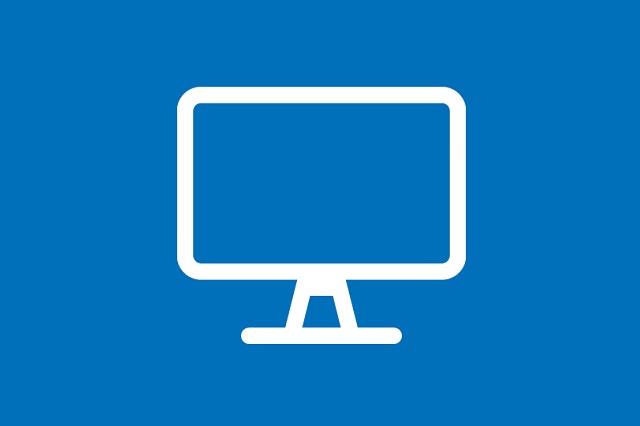 Illustration av datorskärm på blå bakgrund
