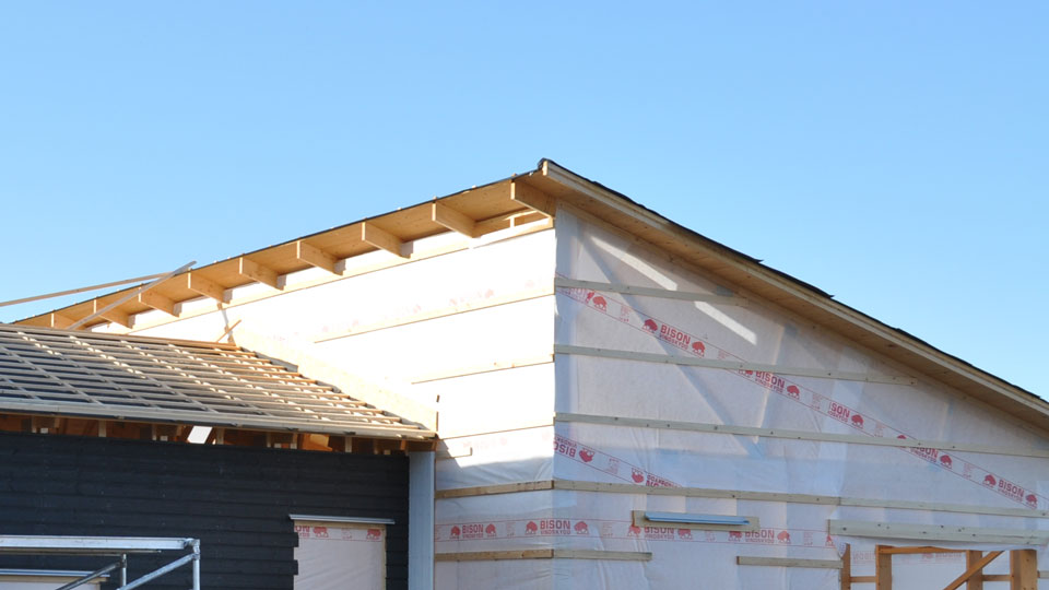 Bild på ett tak som håller på att byggas