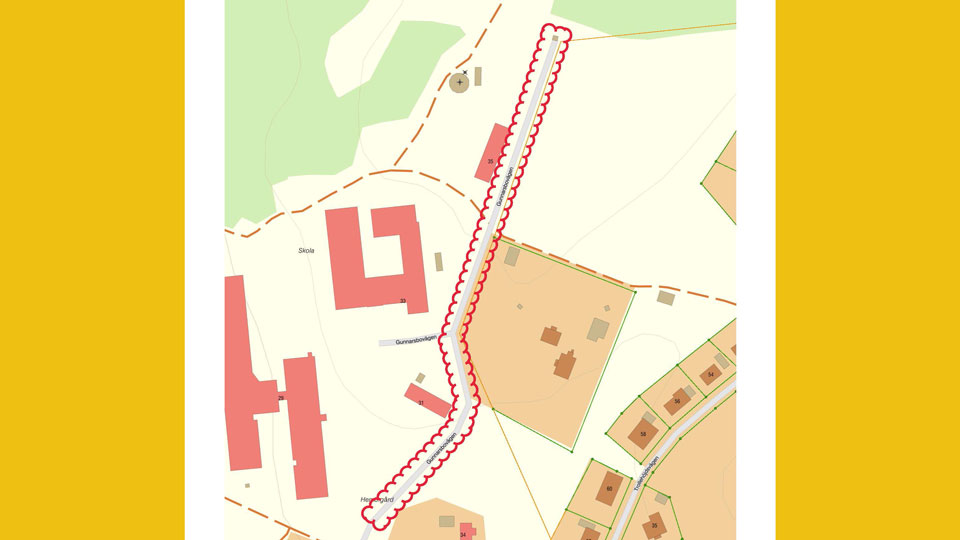 Karta över Gunnarsbovägen i Mullsjö