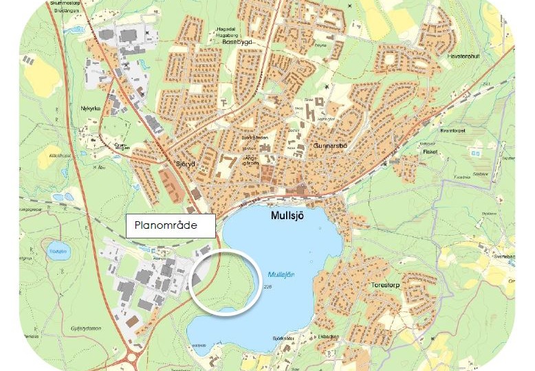 Kartbild över Kärleksudden i Mullsjö