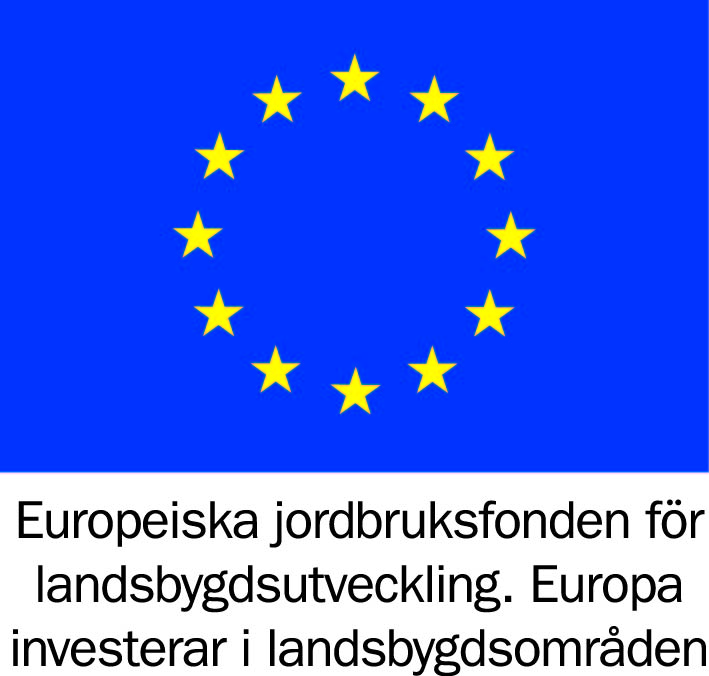 Logotyp EU med text: Europeiska jordbruksfonden för landsbygdsutveckling. Europa investerar i landsbygdsområden.