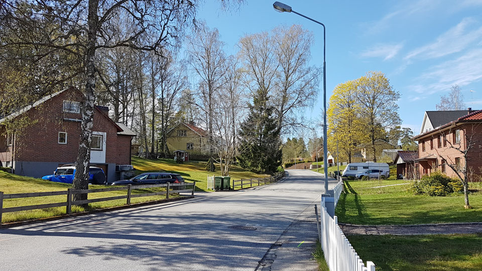 Bild på Sjövägen som stängs av 11 maj