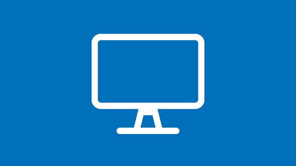Illustration av vit datorskärm mot blå bakgrund